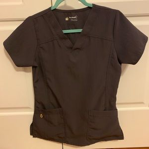 Gray scrub top and scrub pants